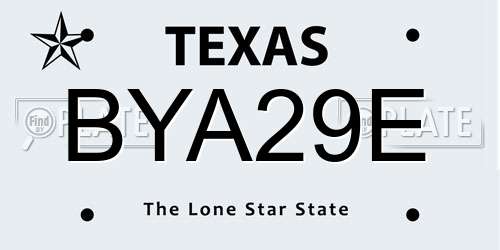 BYA29E Texas License Plate
