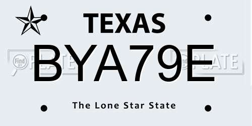 BYA79E Texas License Plate