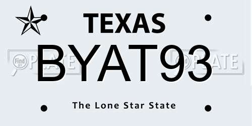 BYAT93 Texas License Plate