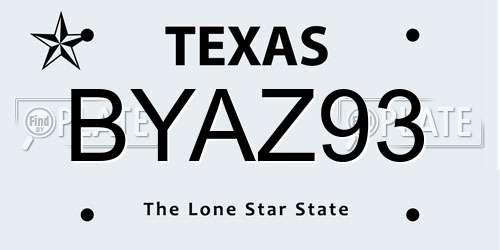BYAZ93 Texas License Plate