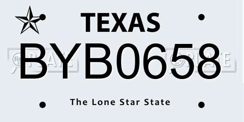 BYB0658 Texas License Plate