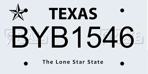 BYB1546 Texas License Plate