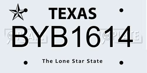 BYB1614 Texas License Plate