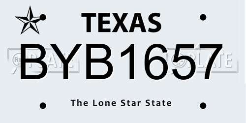 BYB1657 Texas License Plate