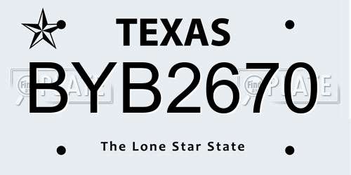 BYB2670 Texas License Plate