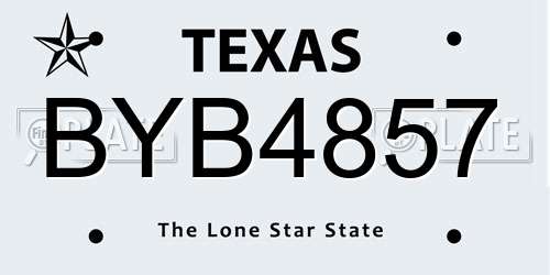 BYB4857 Texas License Plate