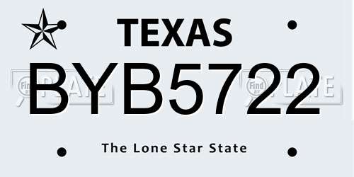 BYB5722 Texas License Plate