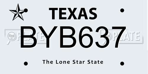 BYB637 Texas License Plate