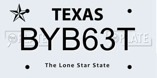 BYB63T Texas License Plate