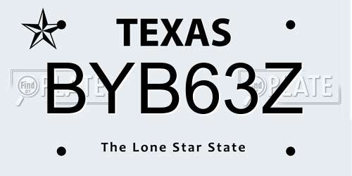 BYB63Z Texas License Plate
