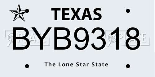 BYB9318 Texas License Plate