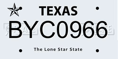BYC0966 Texas License Plate