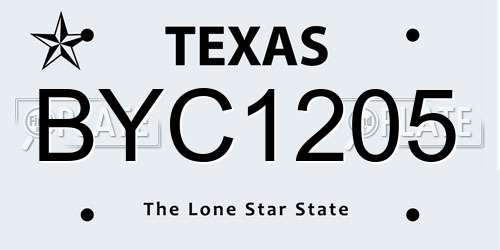 BYC1205 Texas License Plate
