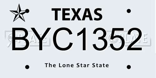 BYC1352 Texas License Plate