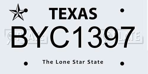 BYC1397 Texas License Plate