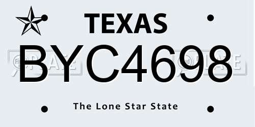 BYC4698 Texas License Plate