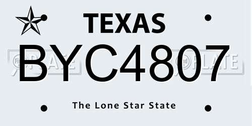 BYC4807 Texas License Plate