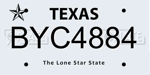 BYC4884 Texas License Plate