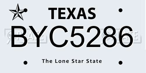 BYC5286 Texas License Plate