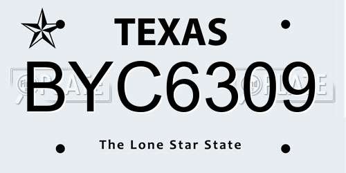 BYC6309 Texas License Plate