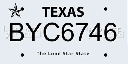 BYC6746 Texas License Plate