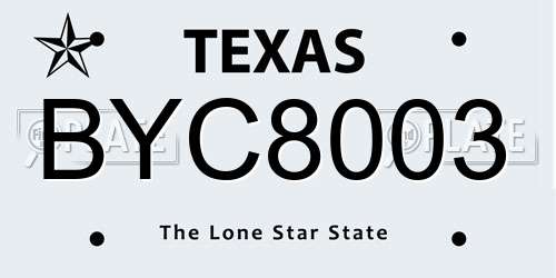 BYC8003 Texas License Plate