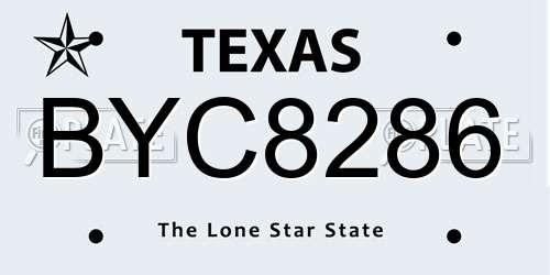 BYC8286 Texas License Plate