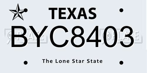 BYC8403 Texas License Plate