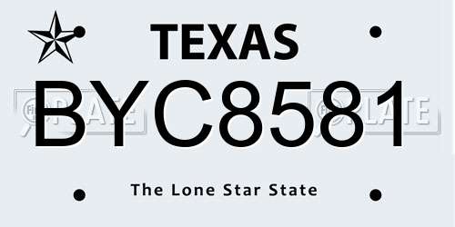 BYC8581 Texas License Plate