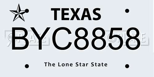 BYC8858 Texas License Plate