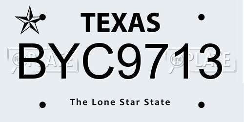 BYC9713 Texas License Plate