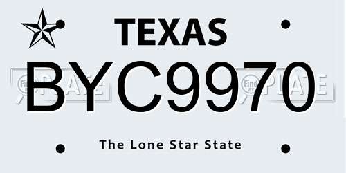 BYC9970 Texas License Plate