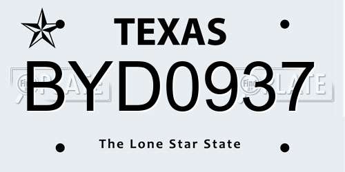 BYD0937 Texas License Plate