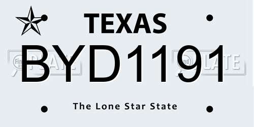BYD1191 Texas License Plate