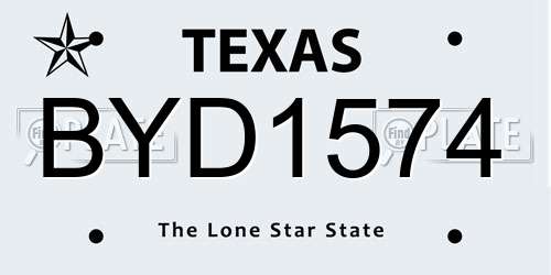 BYD1574 Texas License Plate