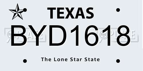BYD1618 Texas License Plate
