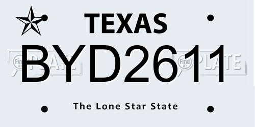 BYD2611 Texas License Plate