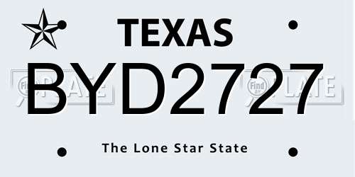 BYD2727 Texas License Plate