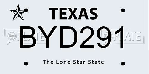 BYD291 Texas License Plate
