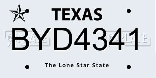 BYD4341 Texas License Plate