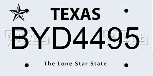 BYD4495 Texas License Plate