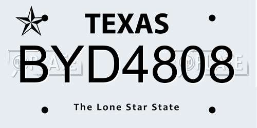 BYD4808 Texas License Plate