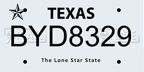 BYD8329 Texas License Plate