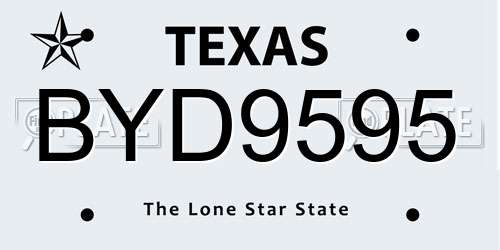 BYD9595 Texas License Plate