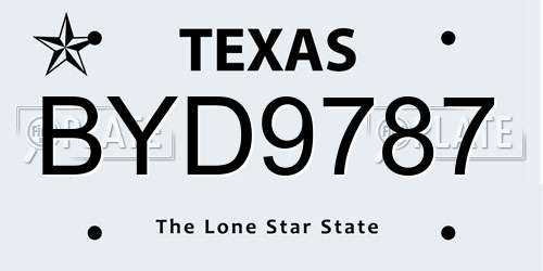 BYD9787 Texas License Plate