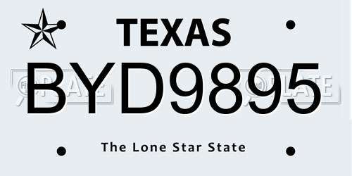 BYD9895 Texas License Plate