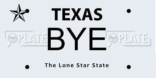 BYE Texas License Plate