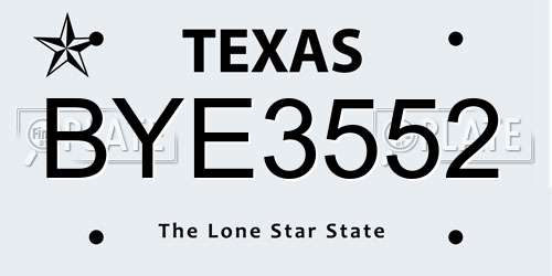 BYE3552 Texas License Plate
