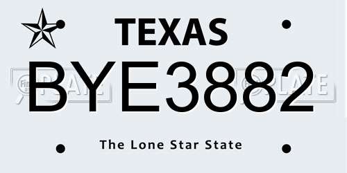 BYE3882 Texas License Plate