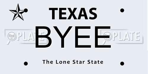 BYEE Texas License Plate